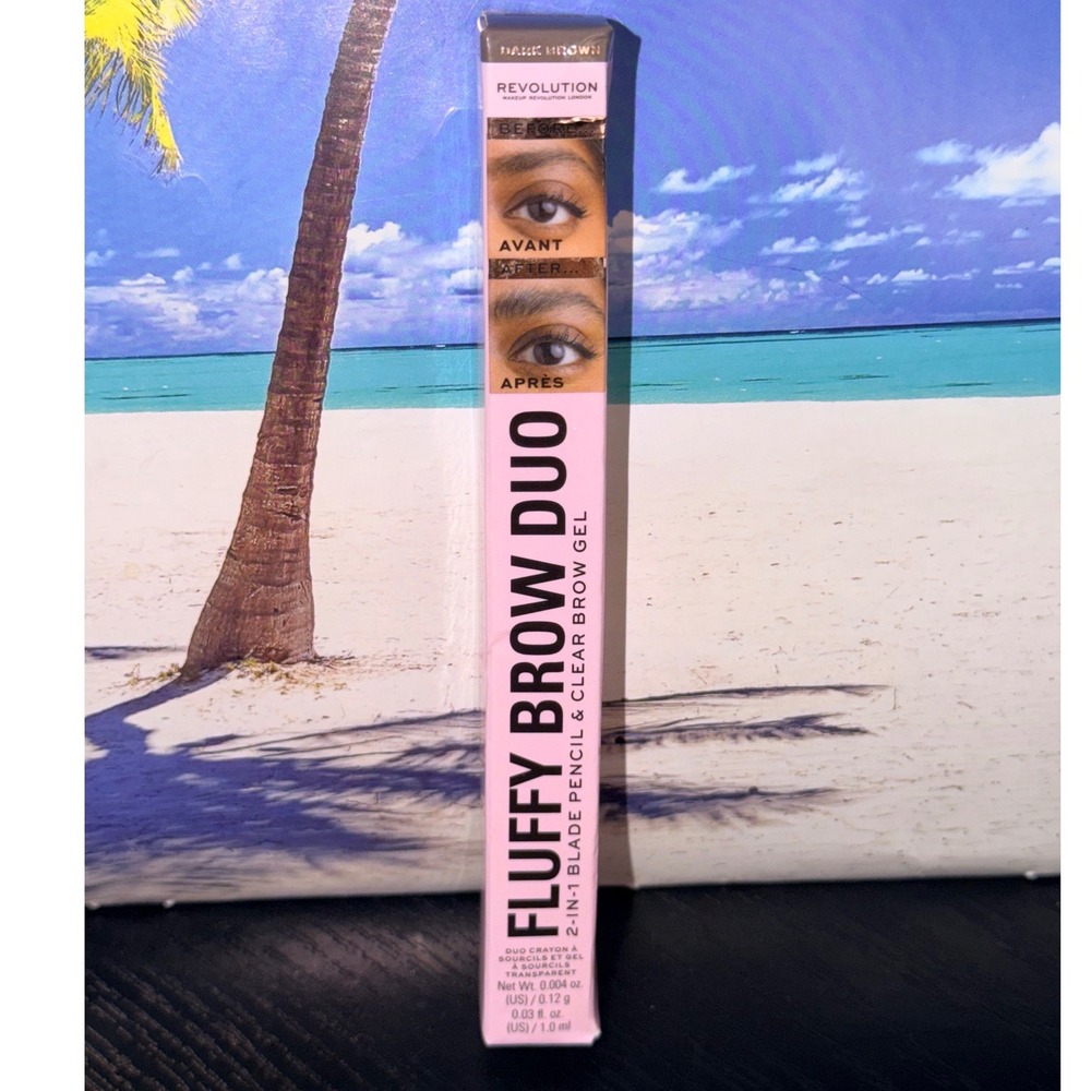 Revolution Makeup London Fluffy Brow Duo Dark Brown 2-in-1 Pencil & Clear Gel